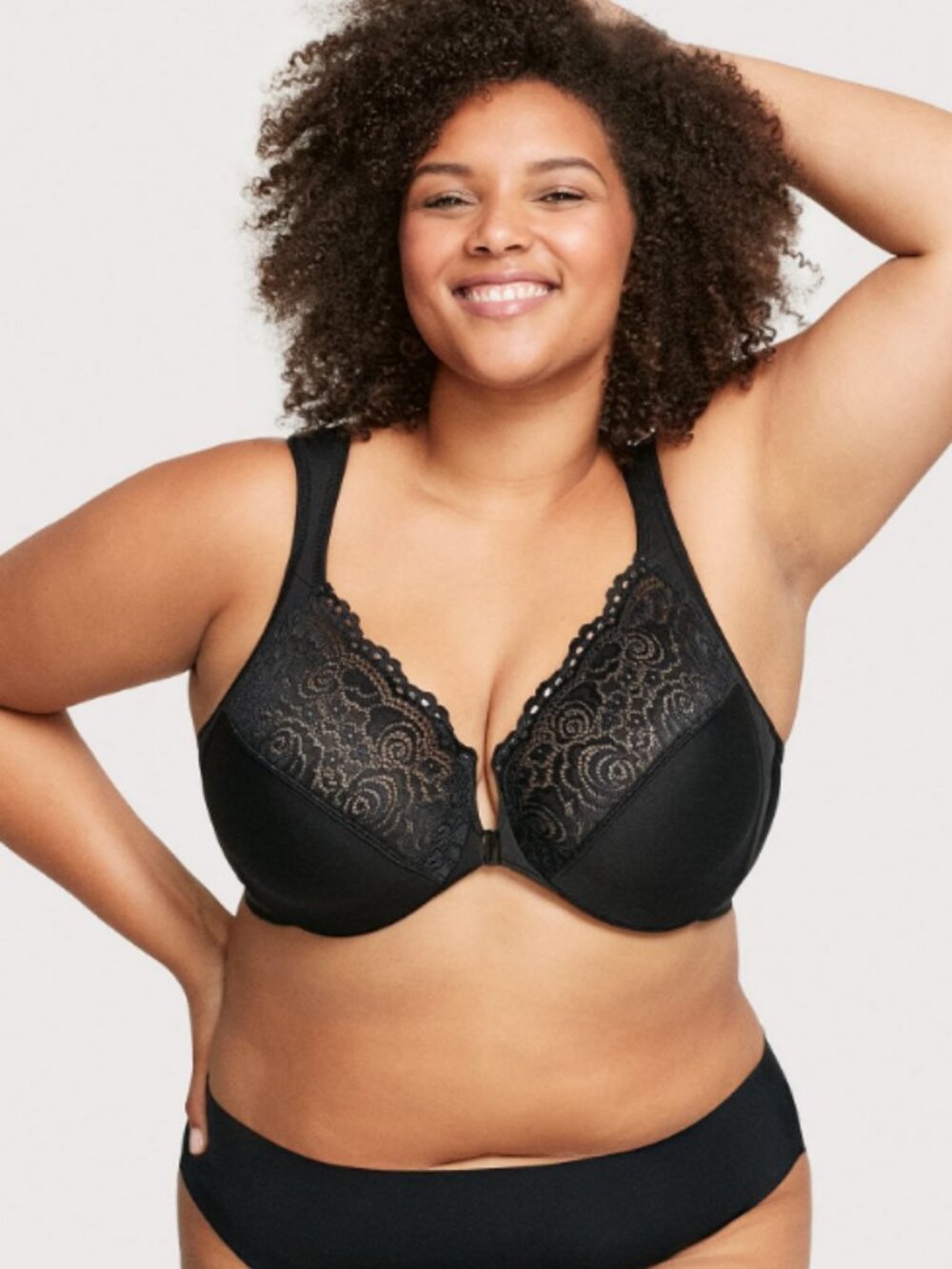 Glamorise WonderWire Front Closure Bra 40C Black Lace Underwire 1245 NWOT